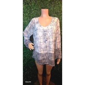 INC International Concepts Snake Print Long Sleeve Blouse, Size 1X